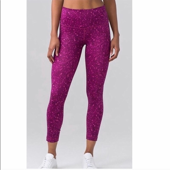 Lululemon Pink Spotted Leggings Like New 4 Gym Work Out Pants Yoga - Picture 2 of 8